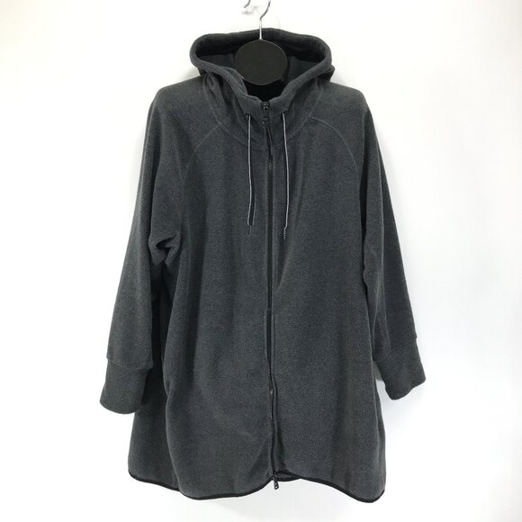 Calvin Klein Performance Hooded Fleece Jacket Women's Plus 2X Gray Parka Outdoor - Picture 1 of 9